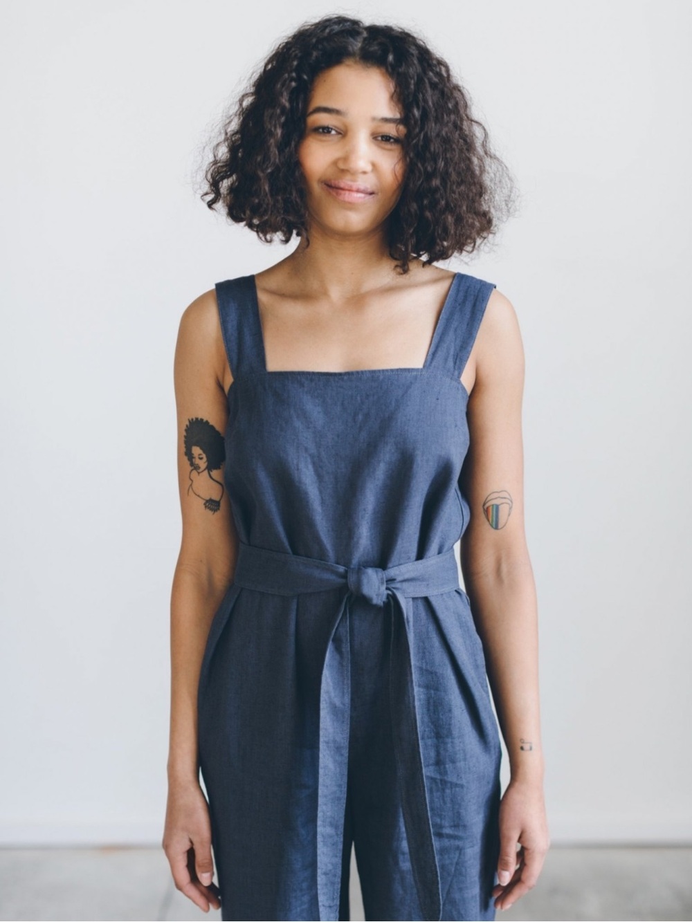 Linenfox Naomi Black Linen Jumpsuit Sz S